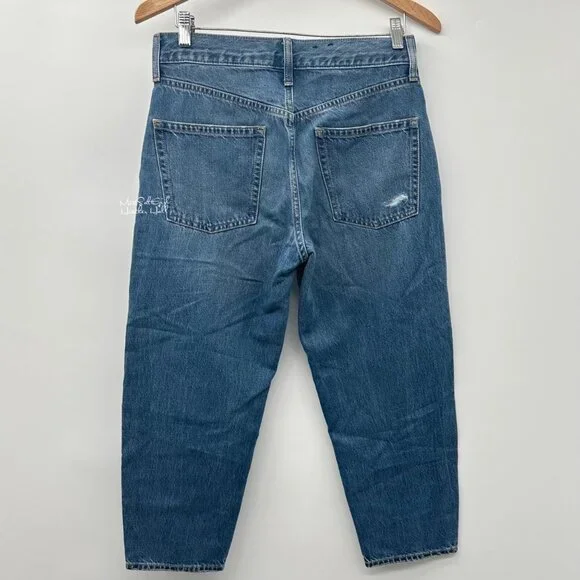 Gap High-Rise Patch Distressed Barrel Jeans Size 26 Petite - Picture 2 of 6